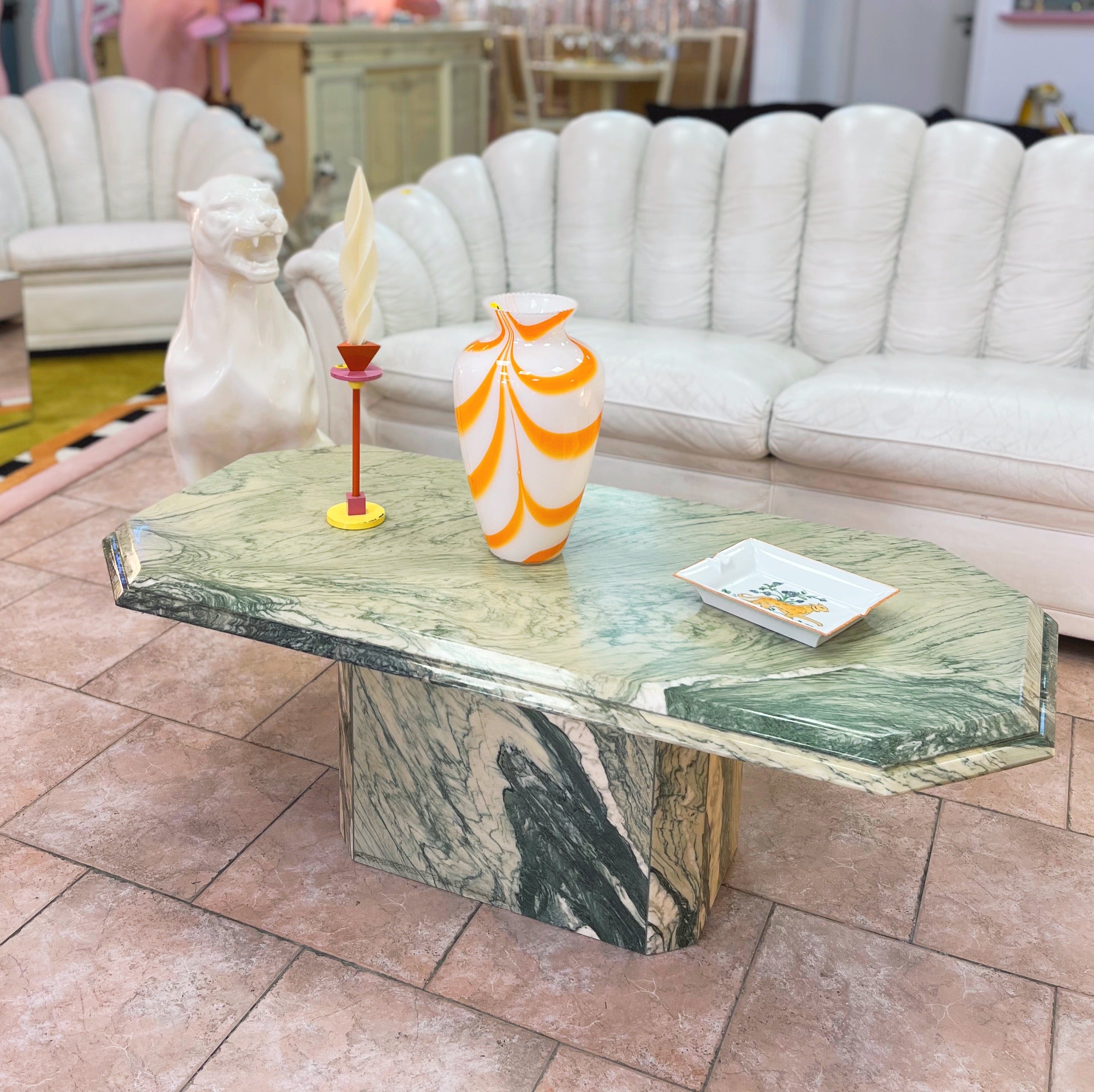 Table basse en marbre vert, Italie, années 70