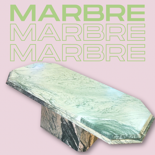 Table basse en marbre vert italien années 70 design octogonal Club Barbara