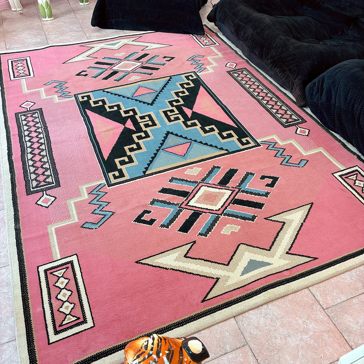 Grand tapis Navajo vintage de salon, format 190 x 270 cm
