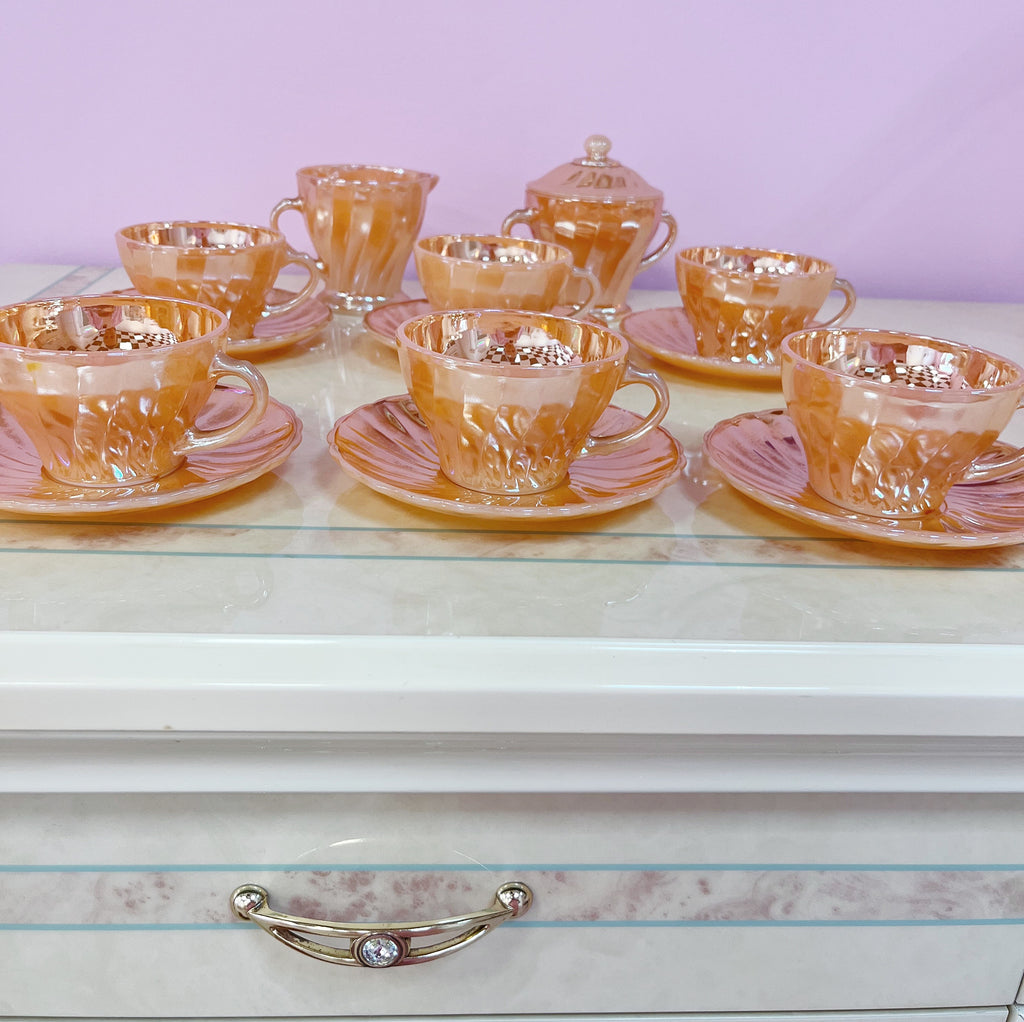 tasses cafe vintage orange nacre