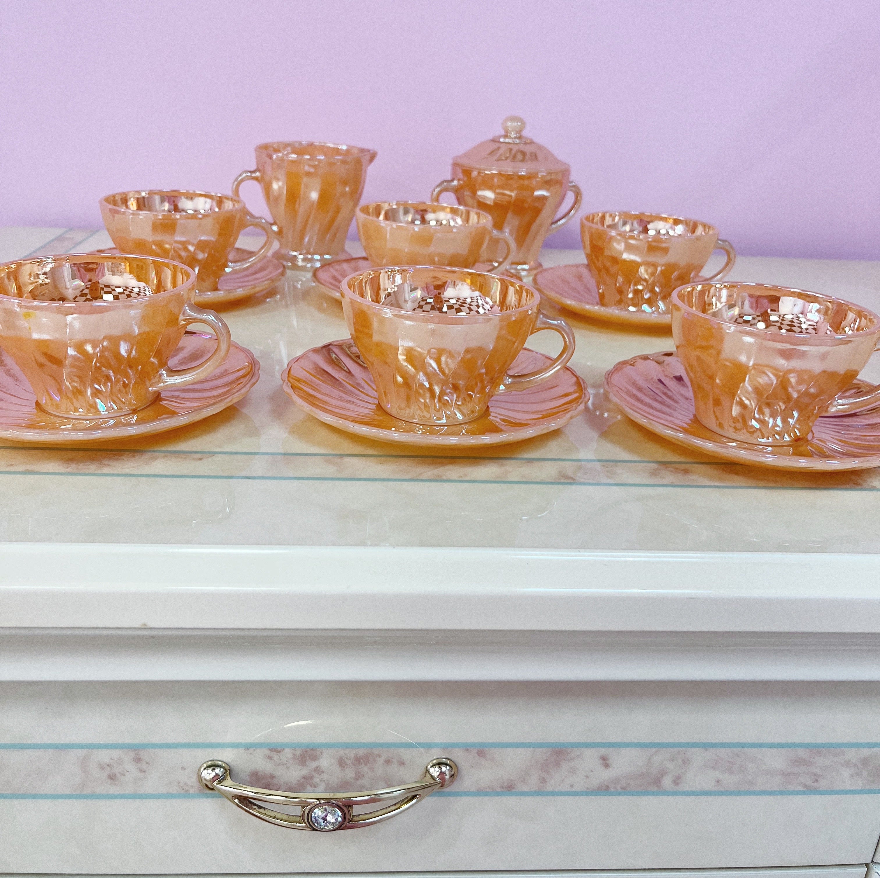 tasses cafe vintage orange nacre