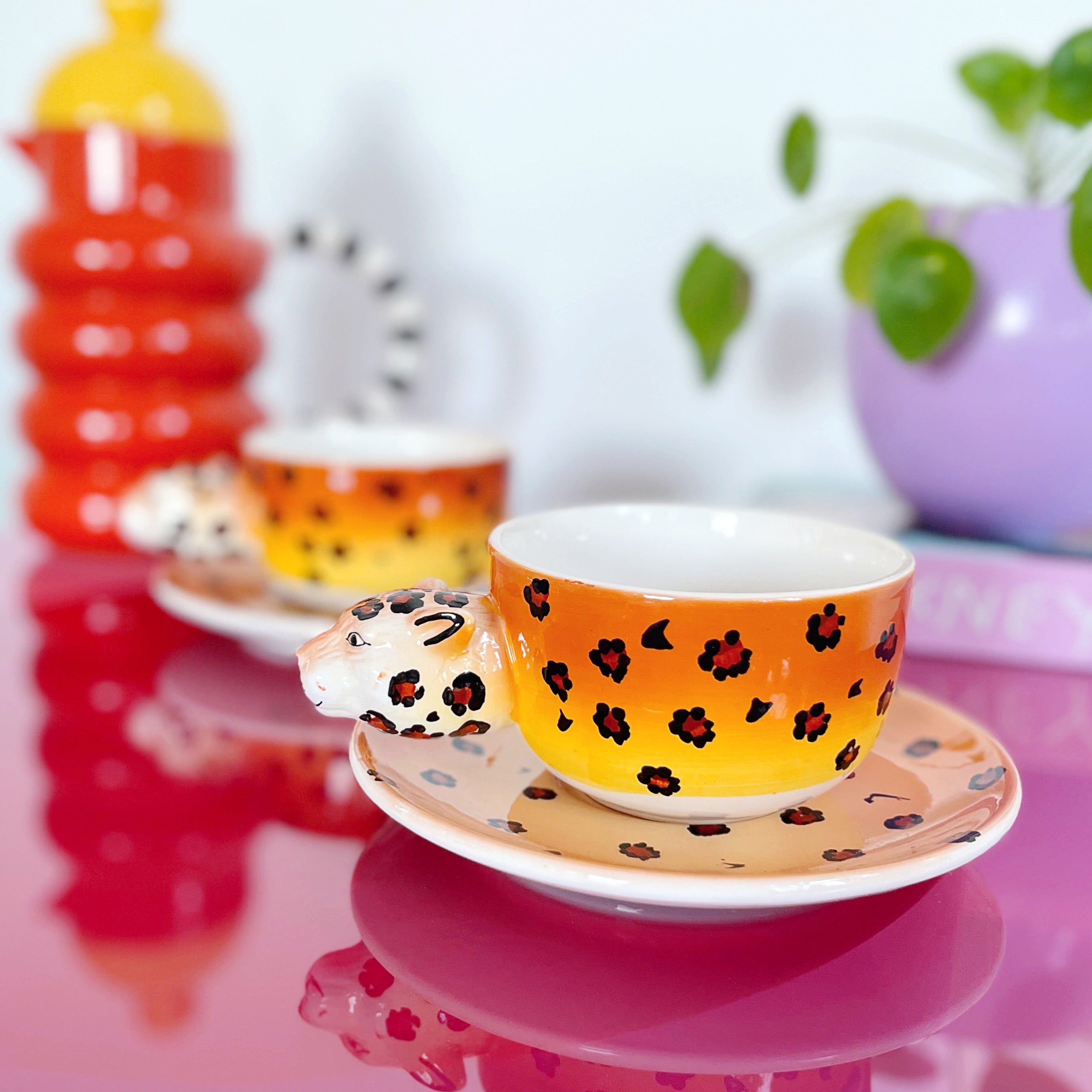 Tasses XXL ceramique léopard vintage