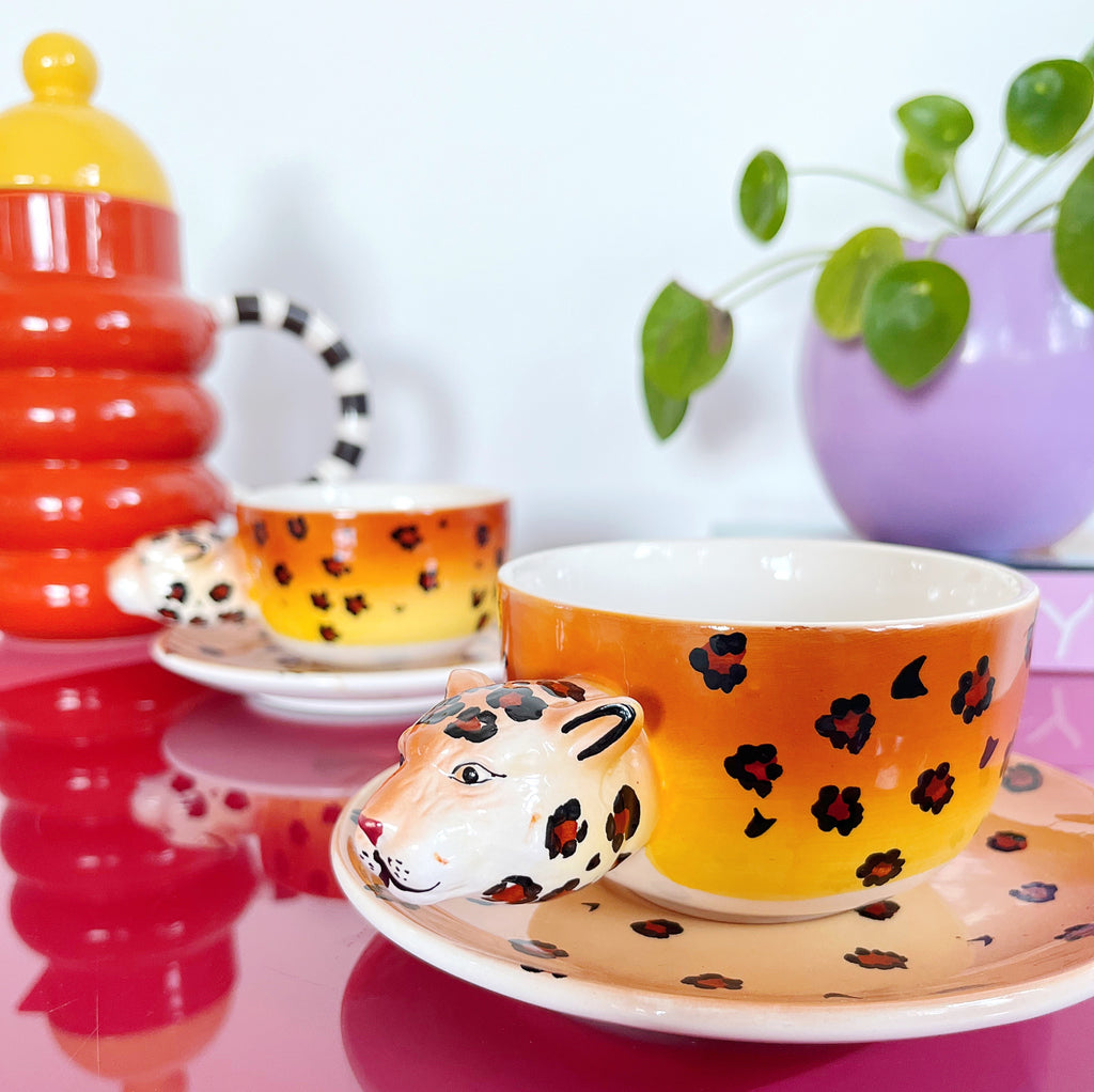 Tasses XXL ceramique léopard vintage