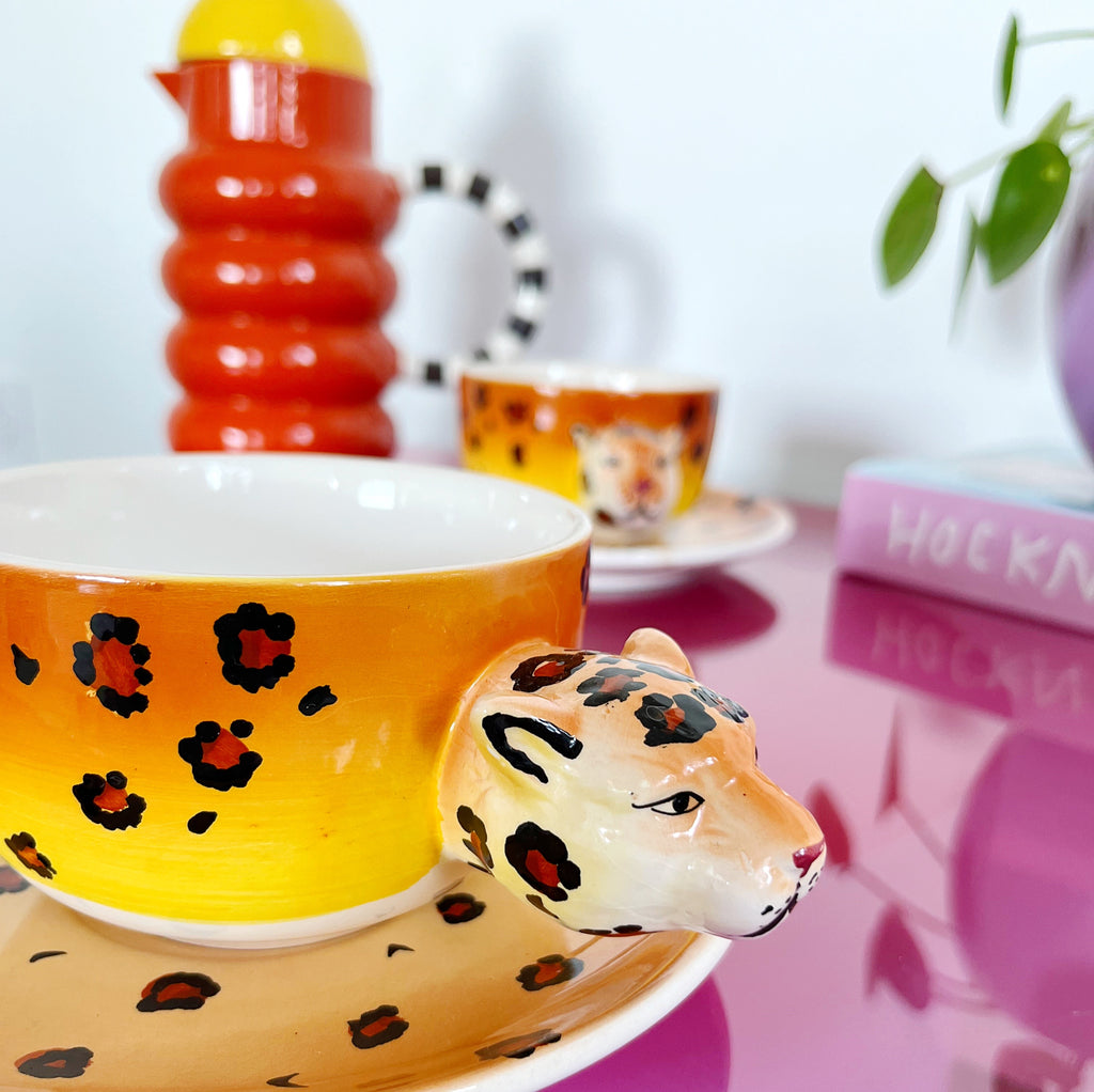 Tasses XXL ceramique léopard vintage
