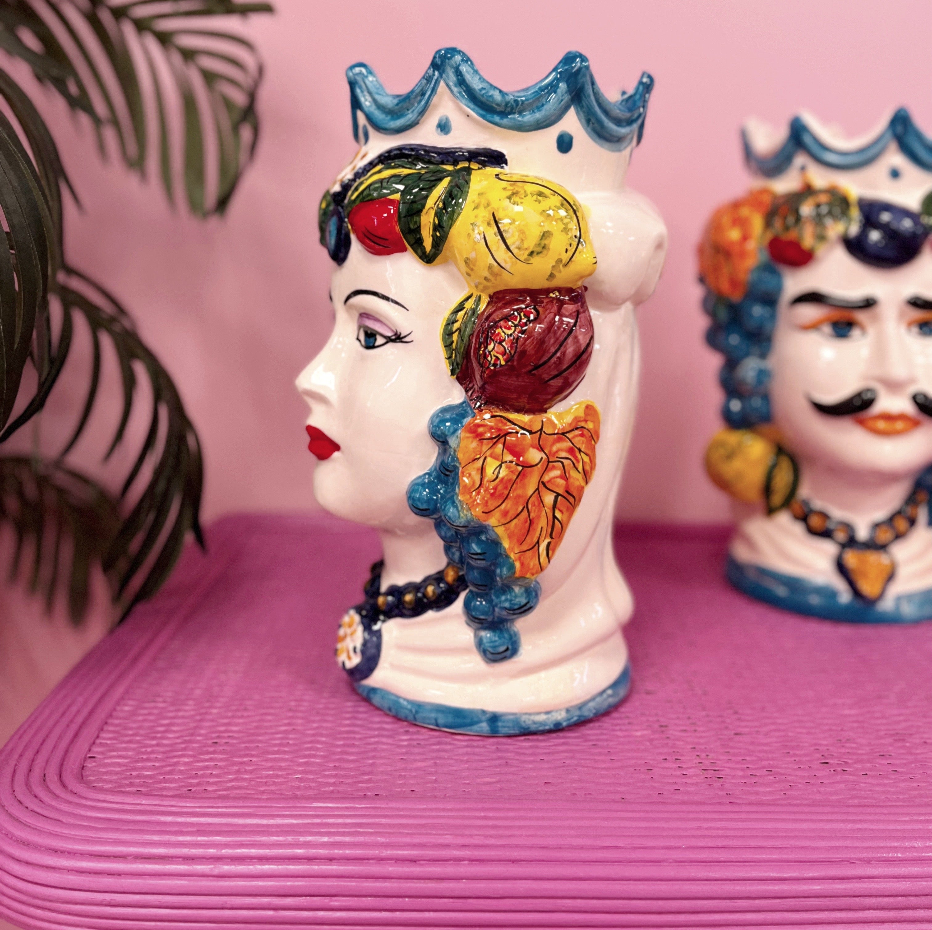 Tête de Maure en céramique italienne, femme, années 80-90