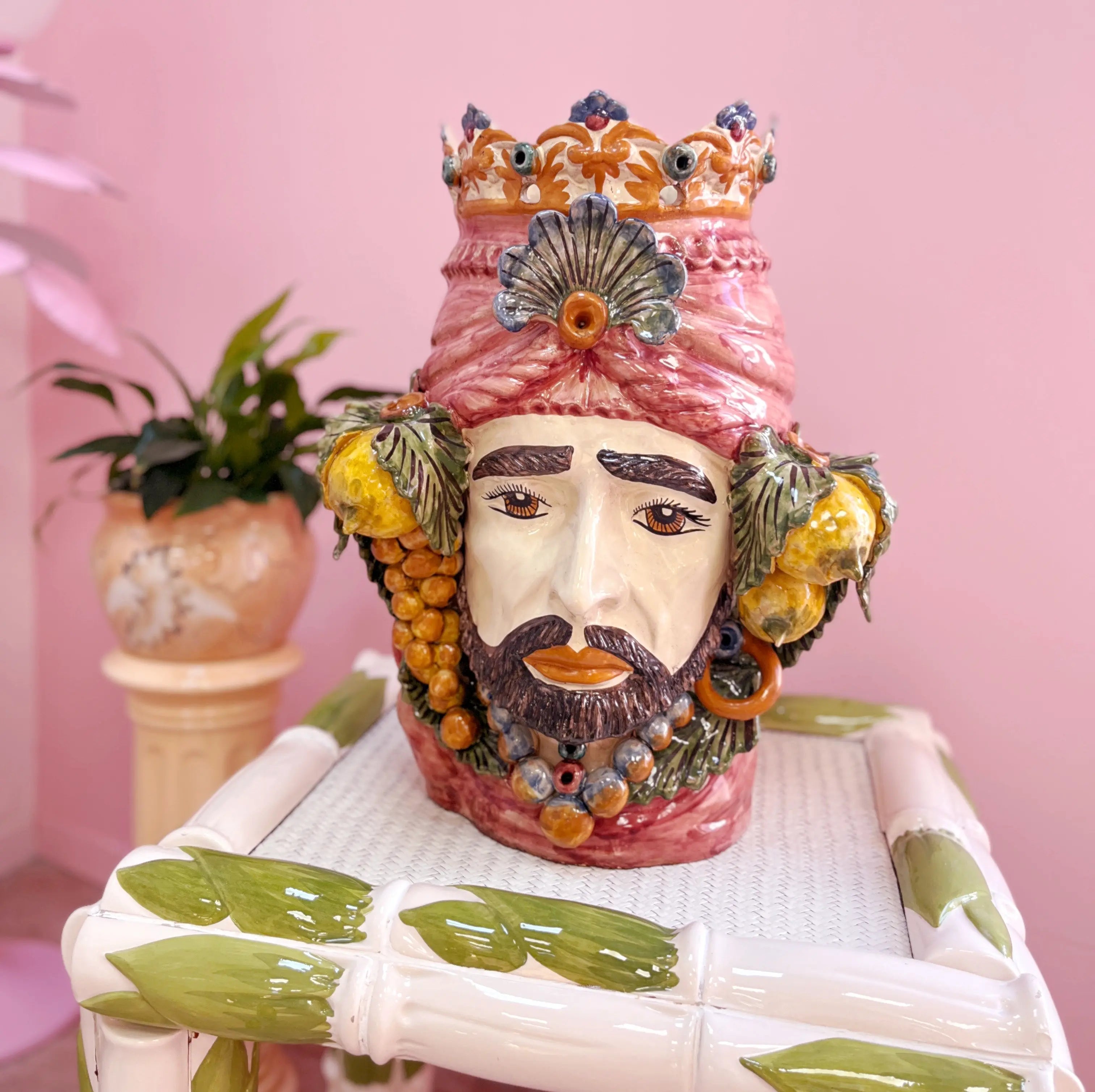 Testa di Moro sicilienne majolique polychrome vintage | Club Barbara
