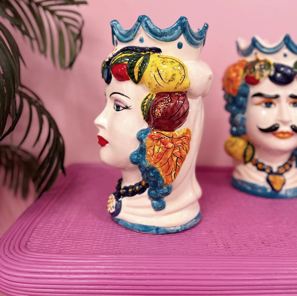 Tête de Maure en céramique italienne, femme, années 80-90 - Club Barbara
