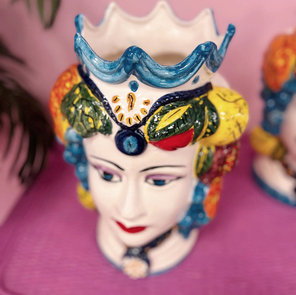 Tête de Maure en céramique italienne, femme, années 80-90 - Club Barbara