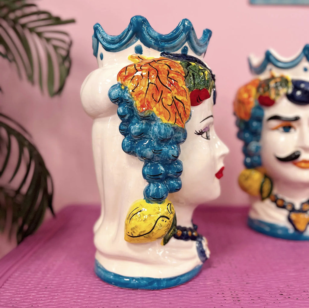 Tête de Maure en céramique italienne, femme, années 80-90 - Club Barbara