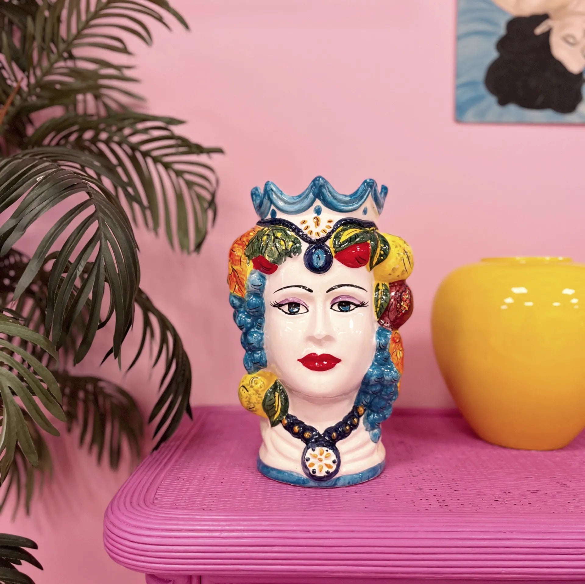 Tête de Maure en céramique italienne, femme, années 80-90 - Club Barbara