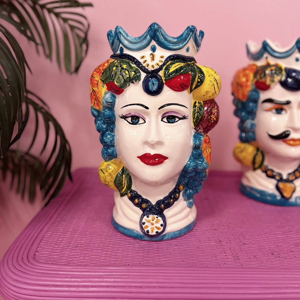 Tête de Maure en céramique italienne, femme, années 80-90 - Club Barbara