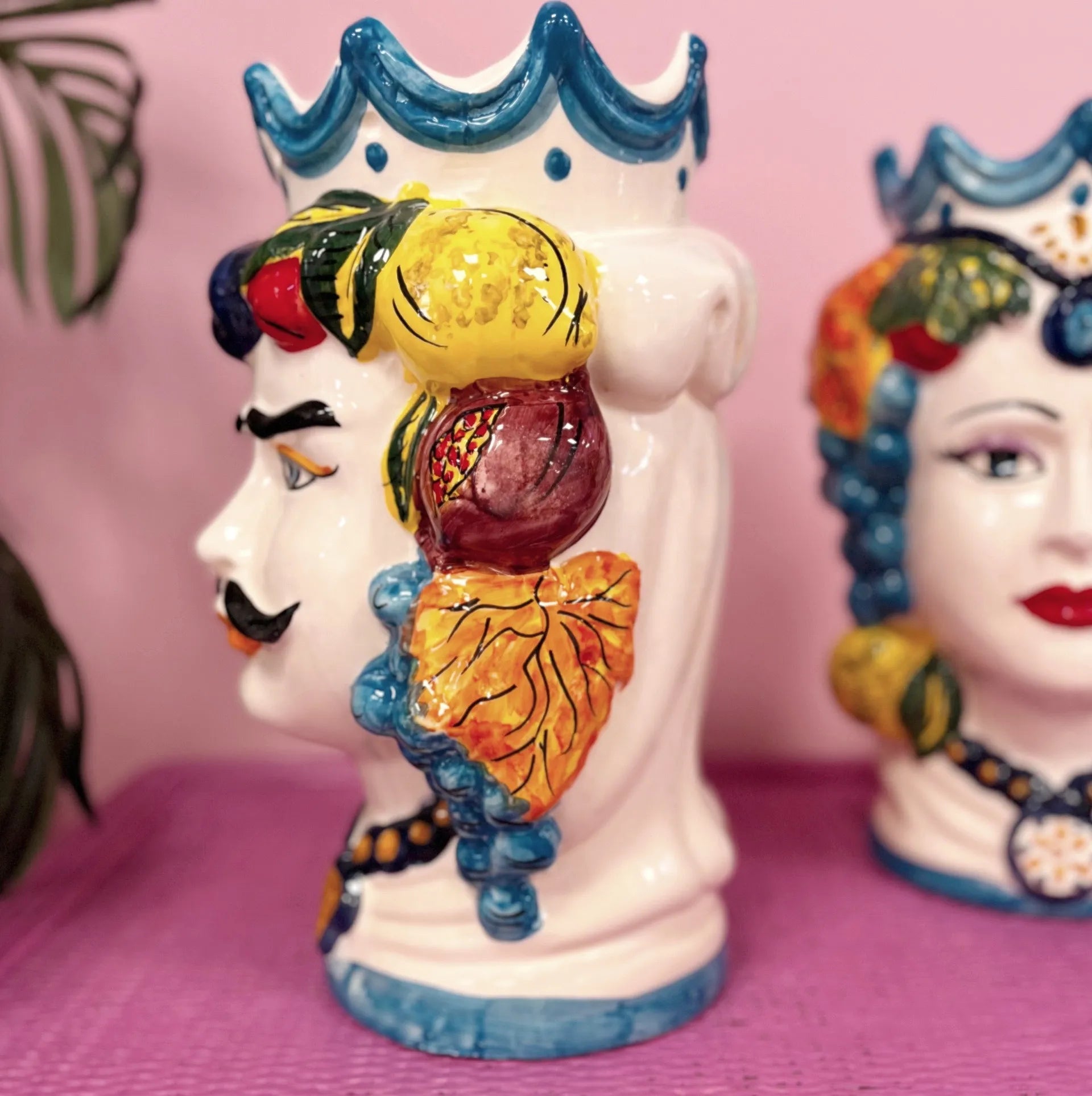 Tête de Maure en céramique italienne, homme, années 80 - Club Barbara
