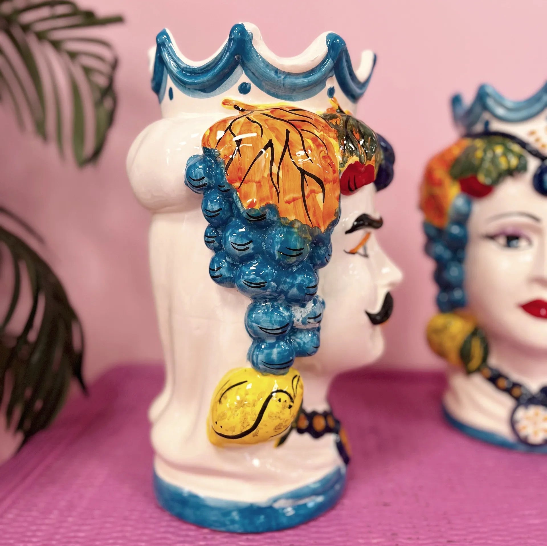 Tête de Maure en céramique italienne, homme, années 80 - Club Barbara