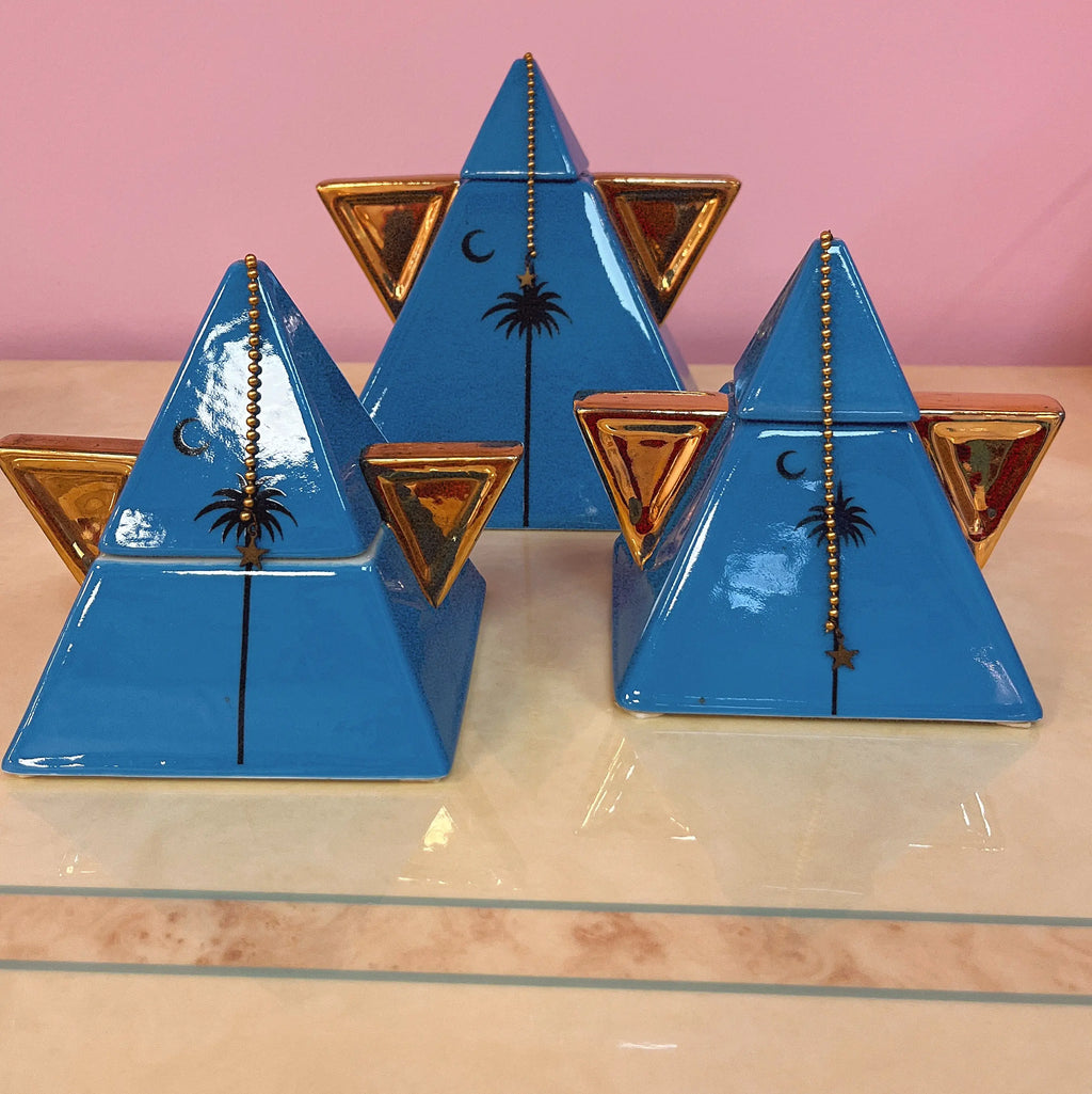 Théière italienne vintage Firenze bleu et doré années 80 Club Barbara
