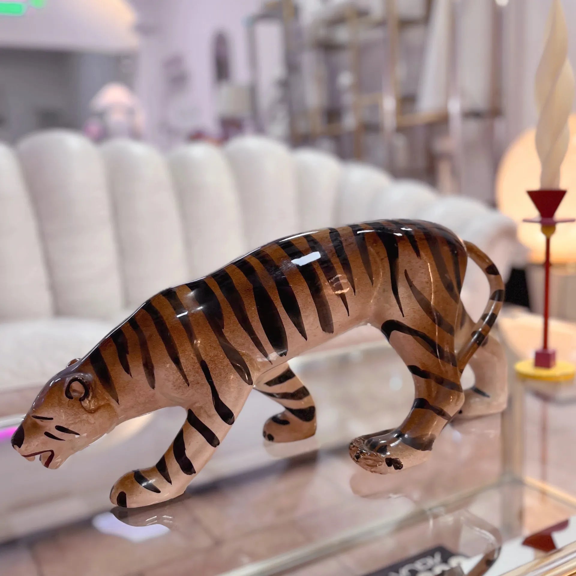 Tigre en céramique émaillée, années 70 - Club Barbara