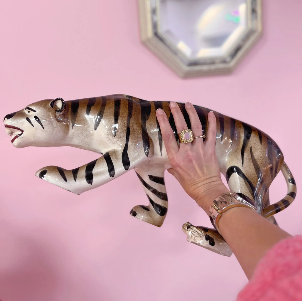 Tigre en céramique émaillée, années 70 - Club Barbara