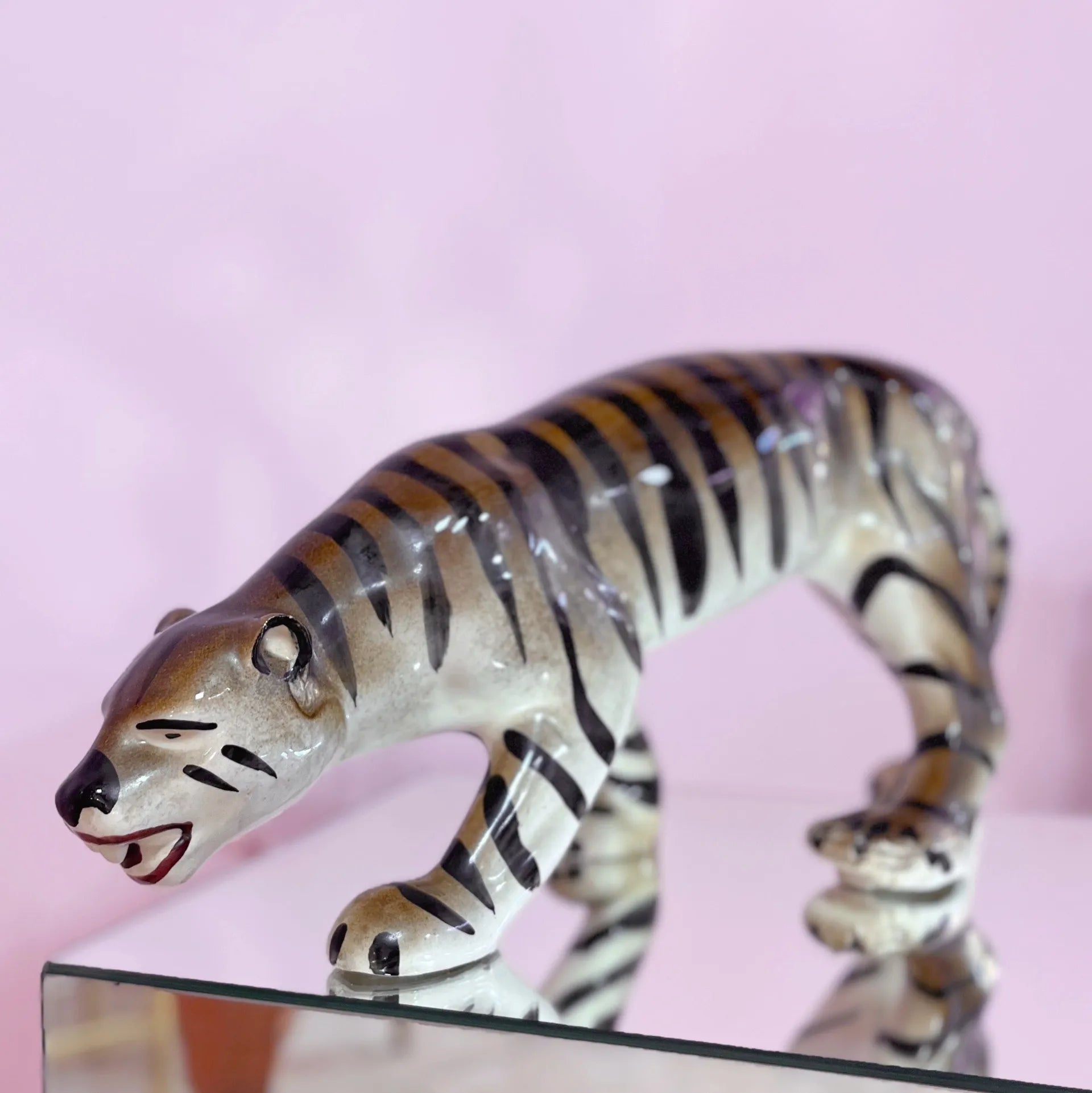 Tigre en céramique émaillée, années 70 - Club Barbara
