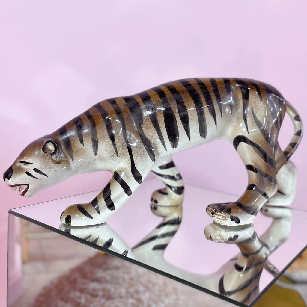Tigre en céramique émaillée, années 70 - Club Barbara