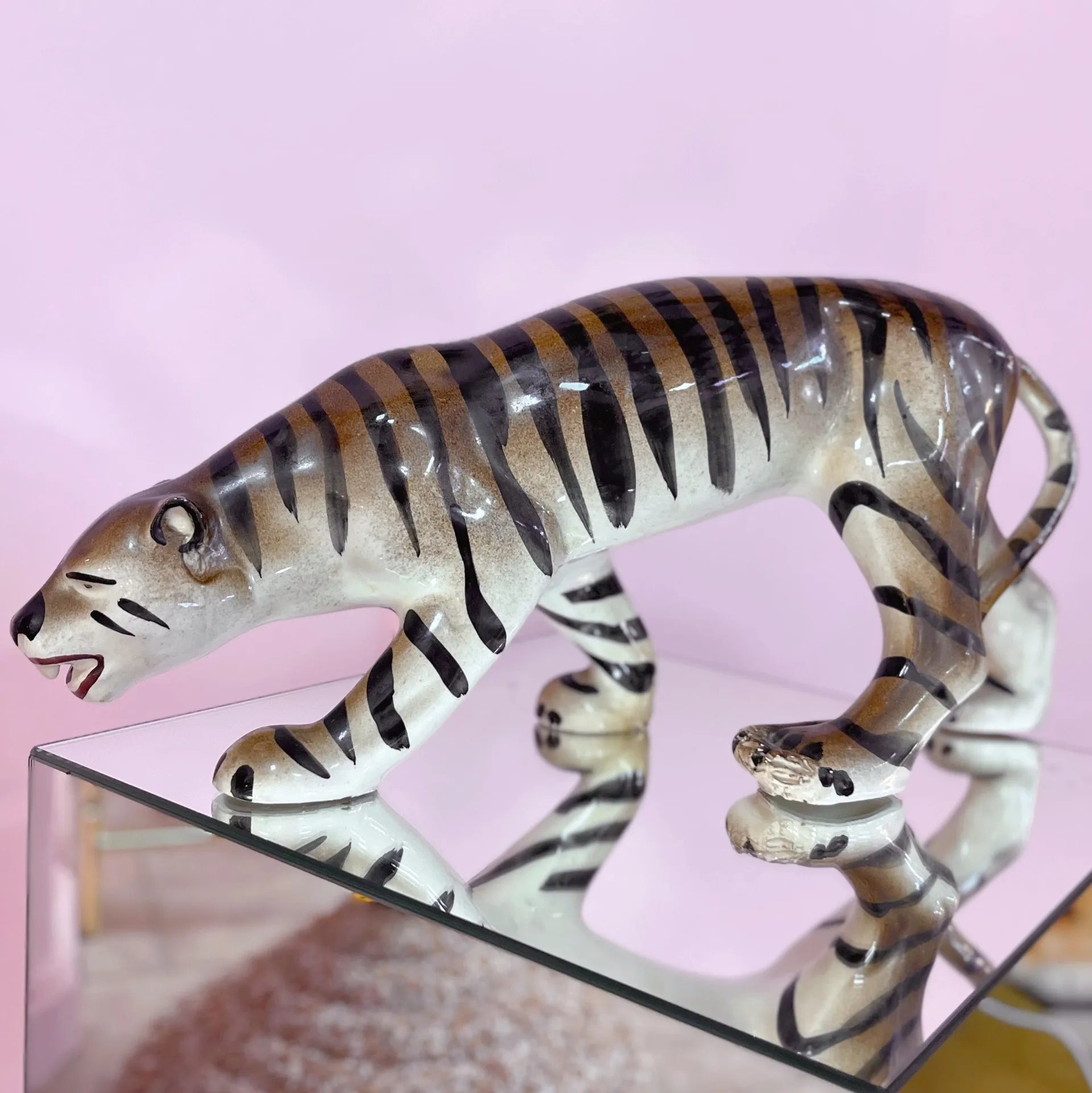 Tigre en céramique émaillée, années 70 - Club Barbara