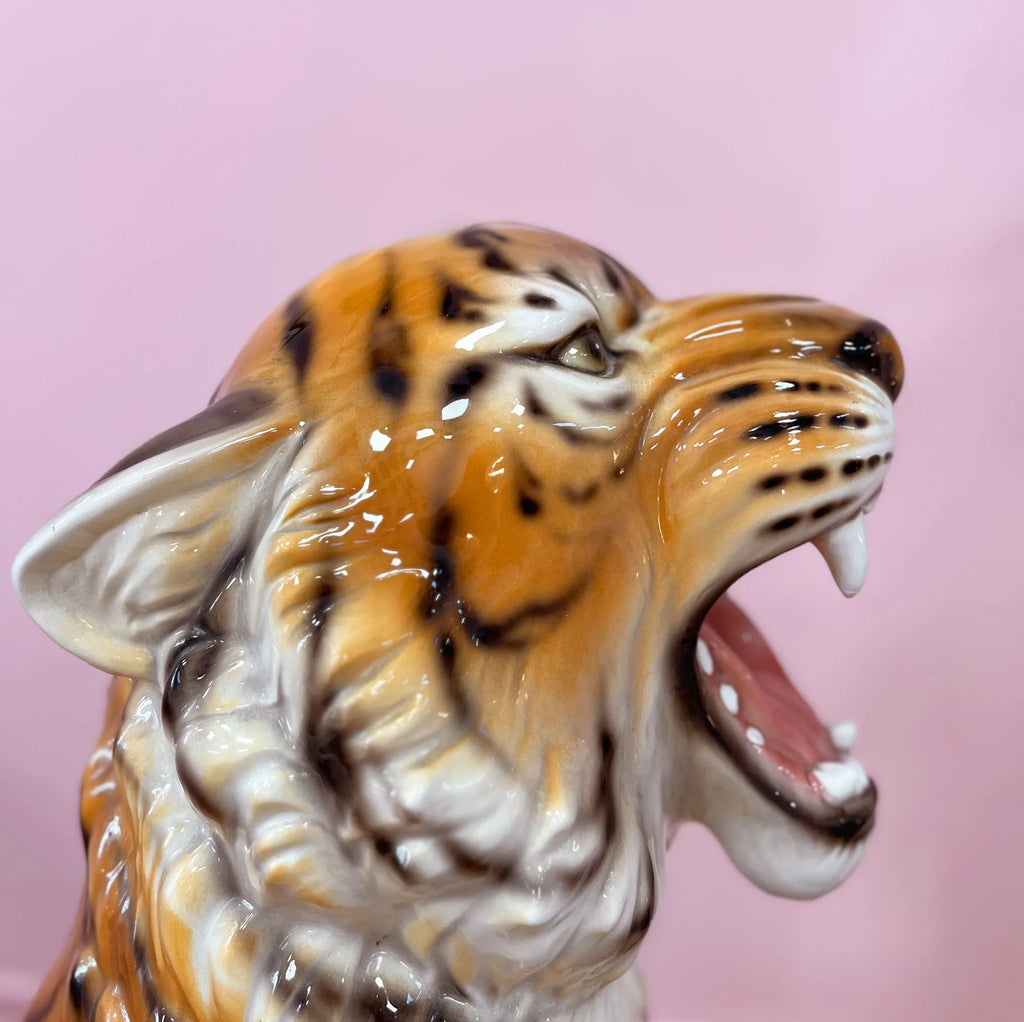 Tigre en Céramique Émaillée – Italie, Années 80 - Club Barbara