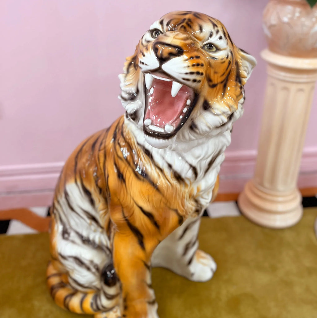 Tigre en Céramique Émaillée – Italie, Années 80 - Club Barbara