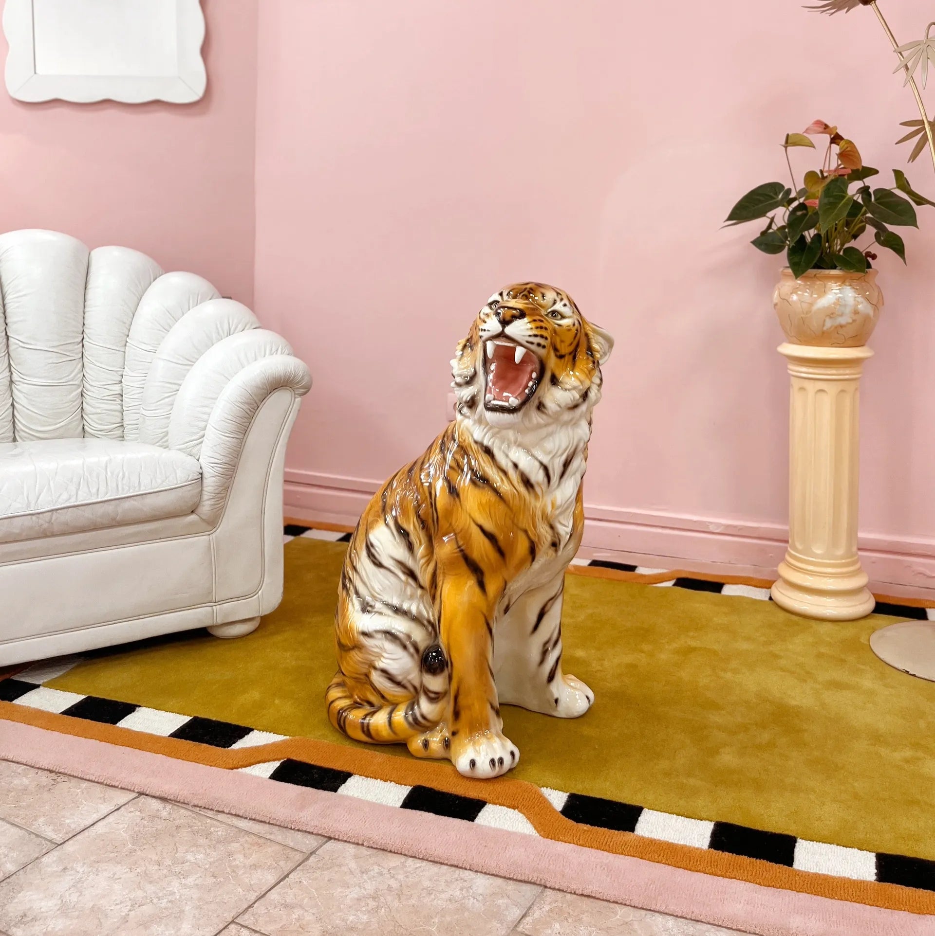 Tigre en Céramique Émaillée – Italie, Années 80 - Club Barbara