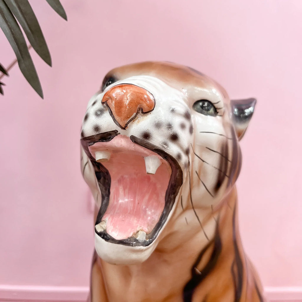 Tigre en Céramique, peint à la main, années 70 - Club Barbara