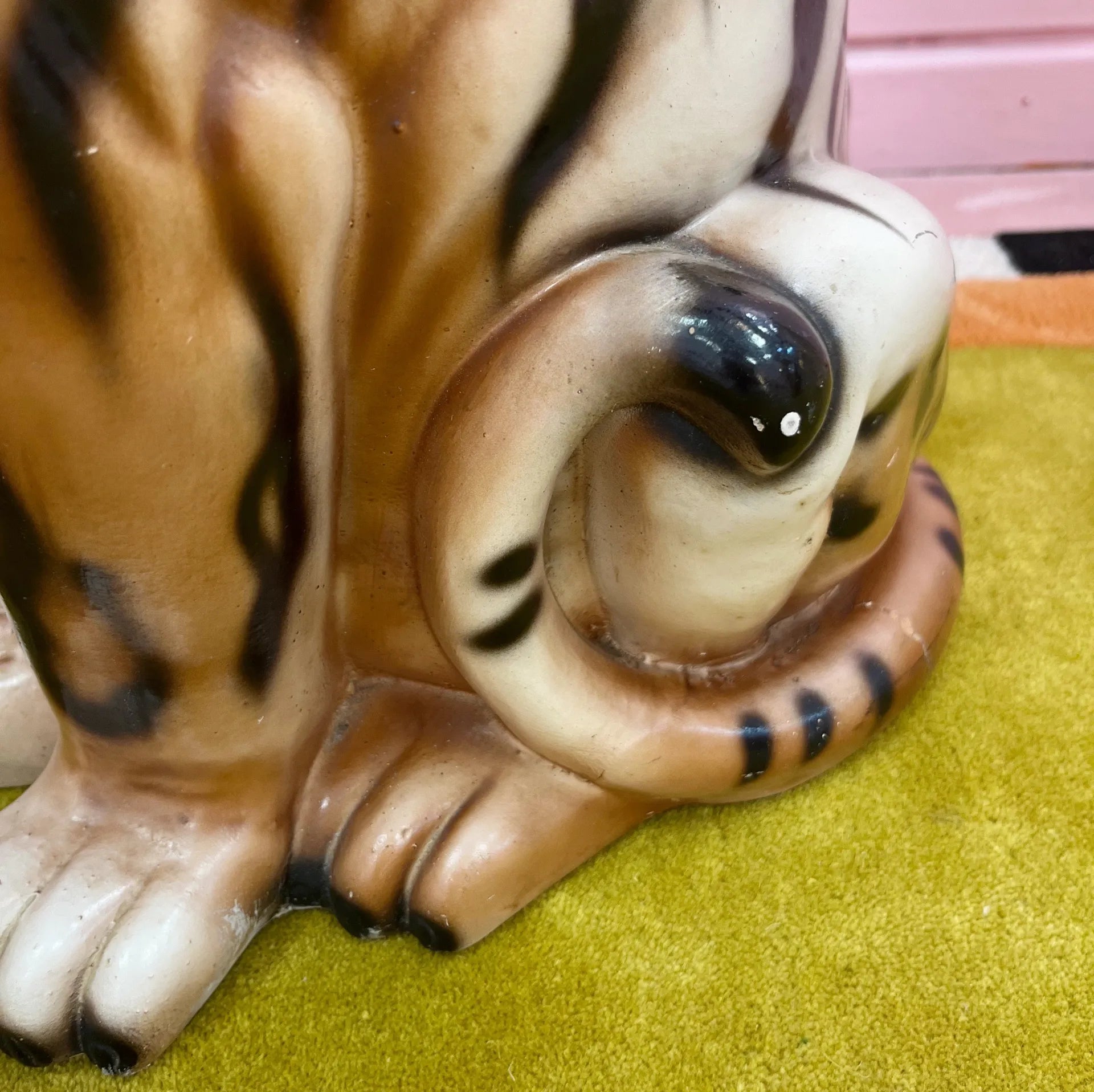 Tigre en Céramique, peint à la main, années 70 - Club Barbara