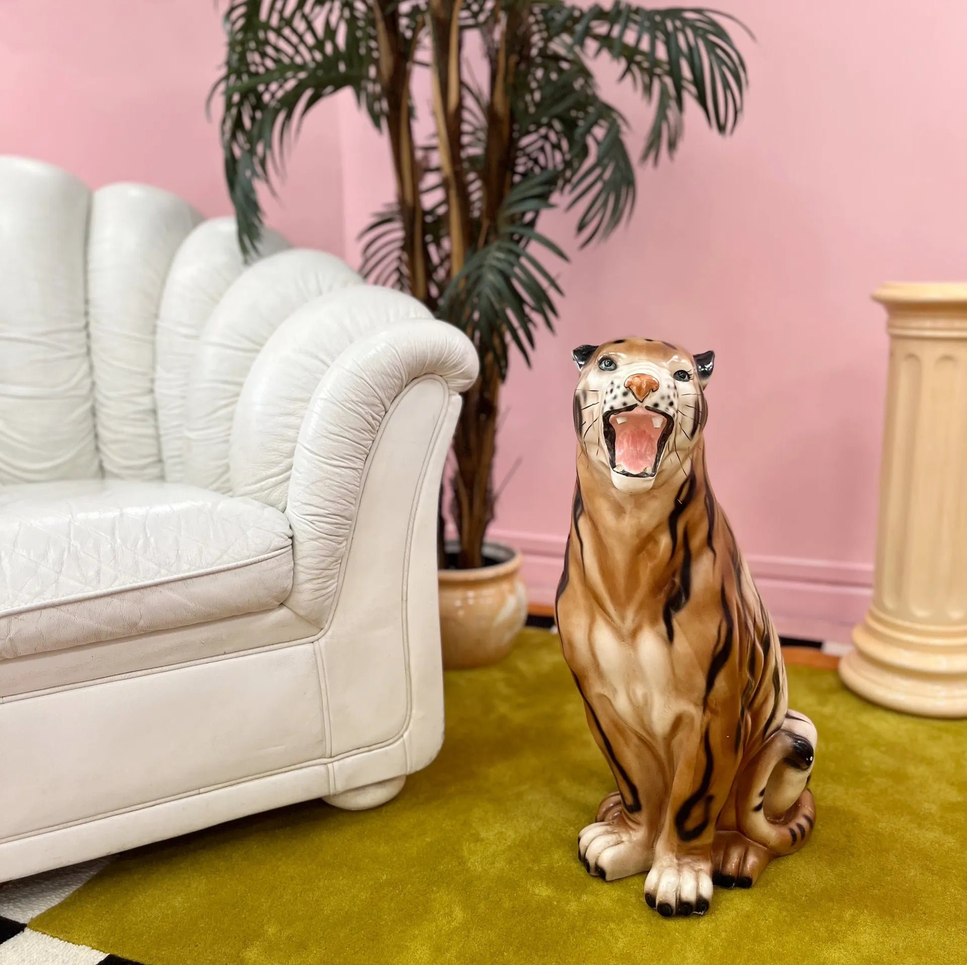 Tigre en Céramique, peint à la main, années 70 - Club Barbara