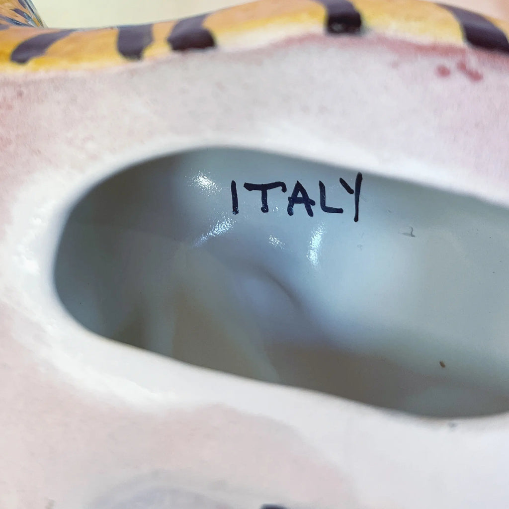 Bébé tigre vintage en céramique italienne années 70 signé Italy