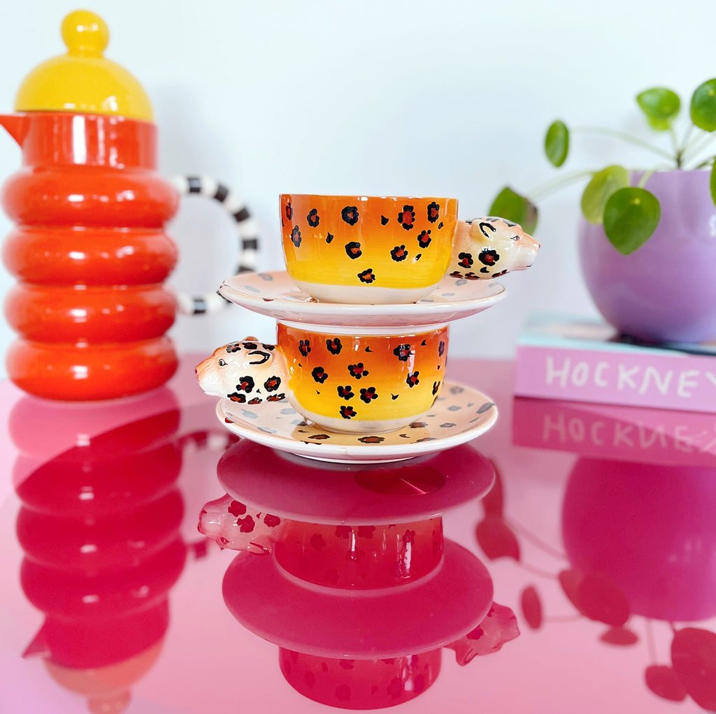 Tasses XXL ceramique léopard vintage