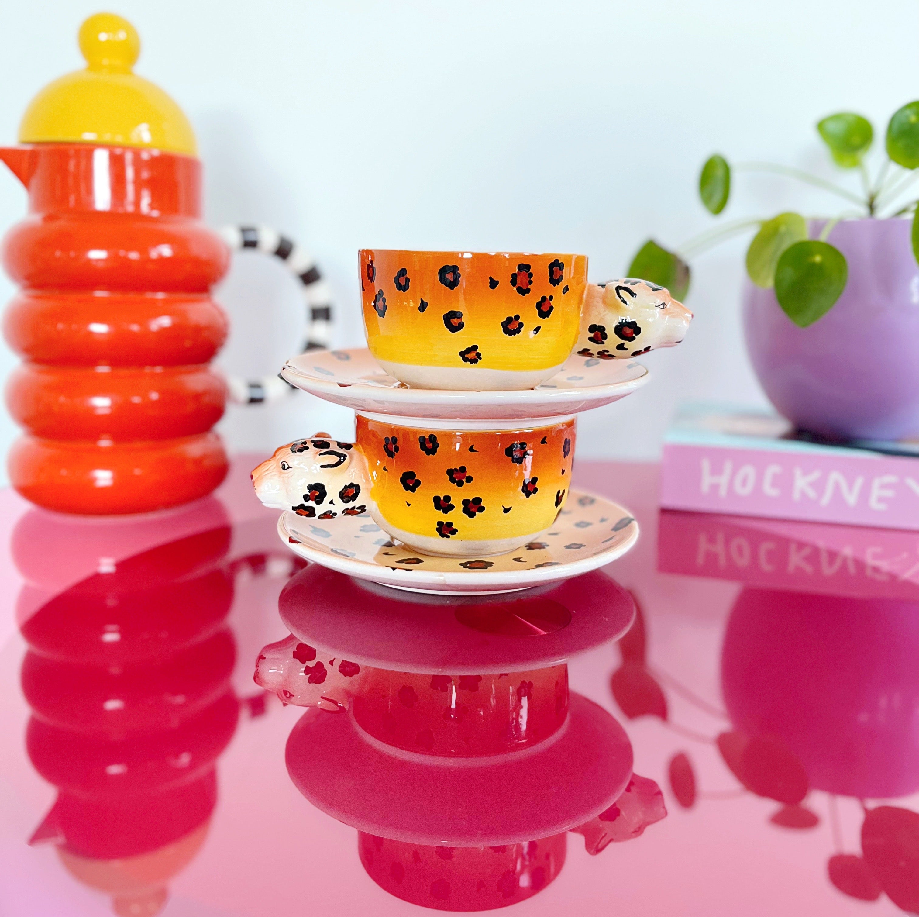 Tasses XXL ceramique léopard vintage