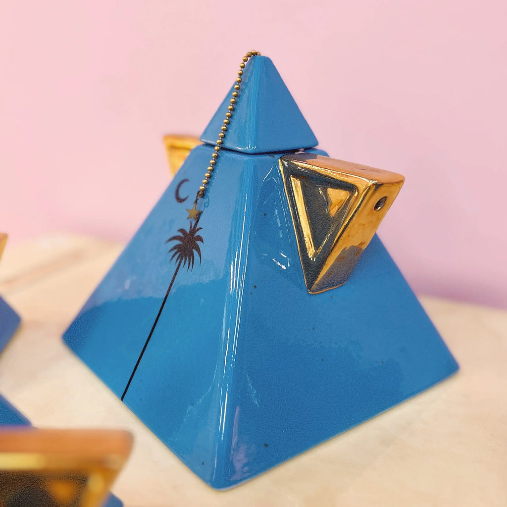 Vaisselle italienne Firenze bleu et doré style postmoderne années 80 Club Barbara