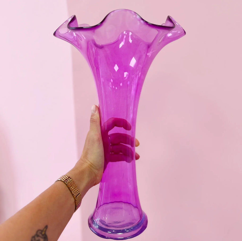 Vase Améthyste à Volant – Verre, vintage - Club Barbara