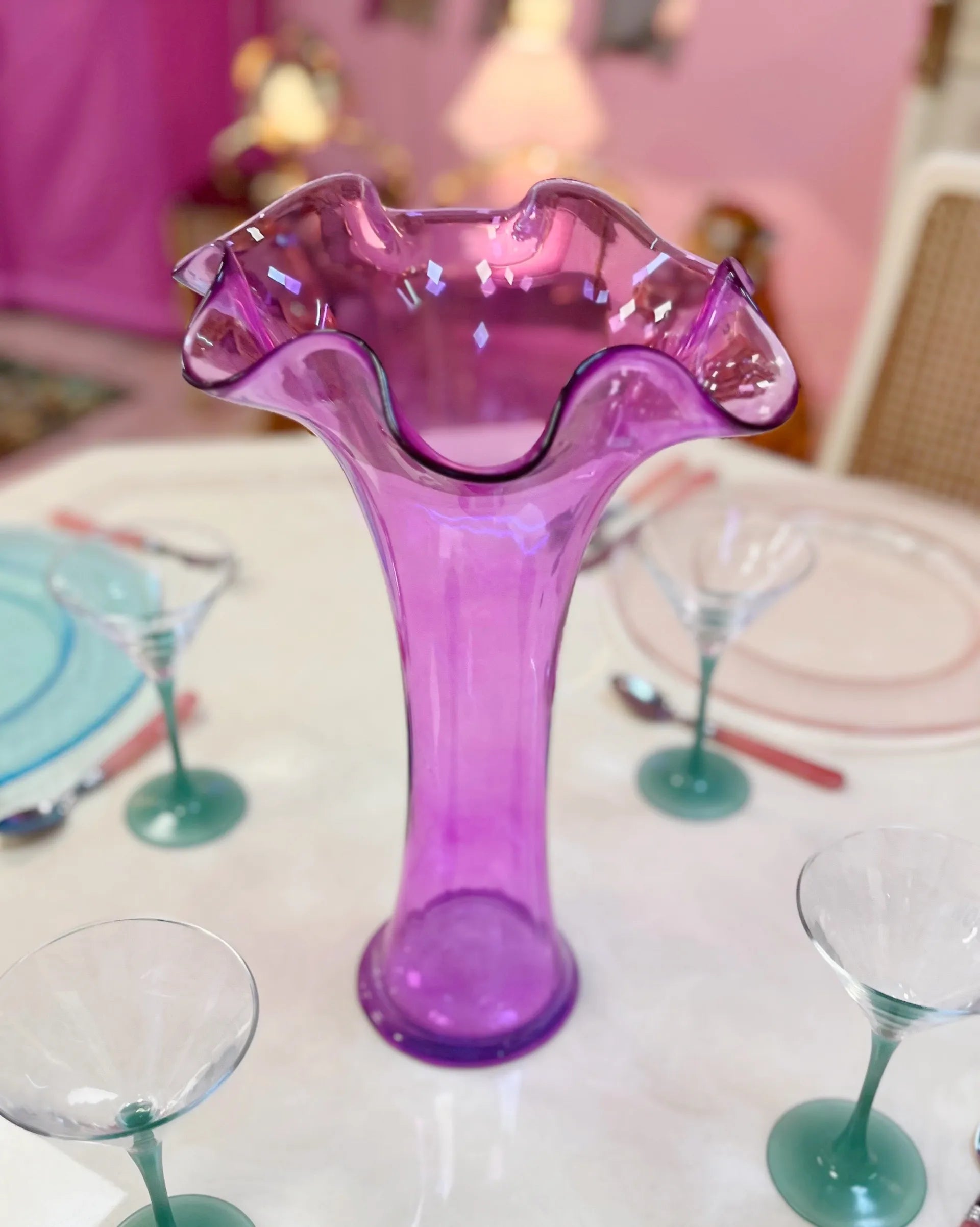 Vase Améthyste à Volant – Verre, vintage - Club Barbara