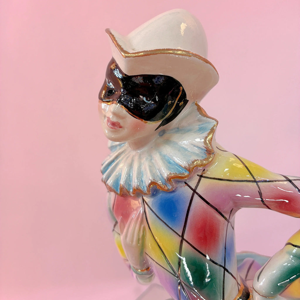 Vase pierrot arlequin vintage en céramique italienne, années 60-70