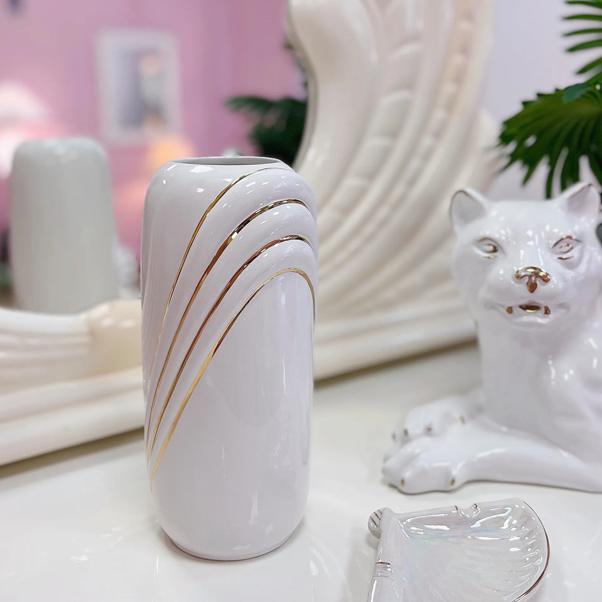 Vase Art Déco doré 80s - Club Barbara