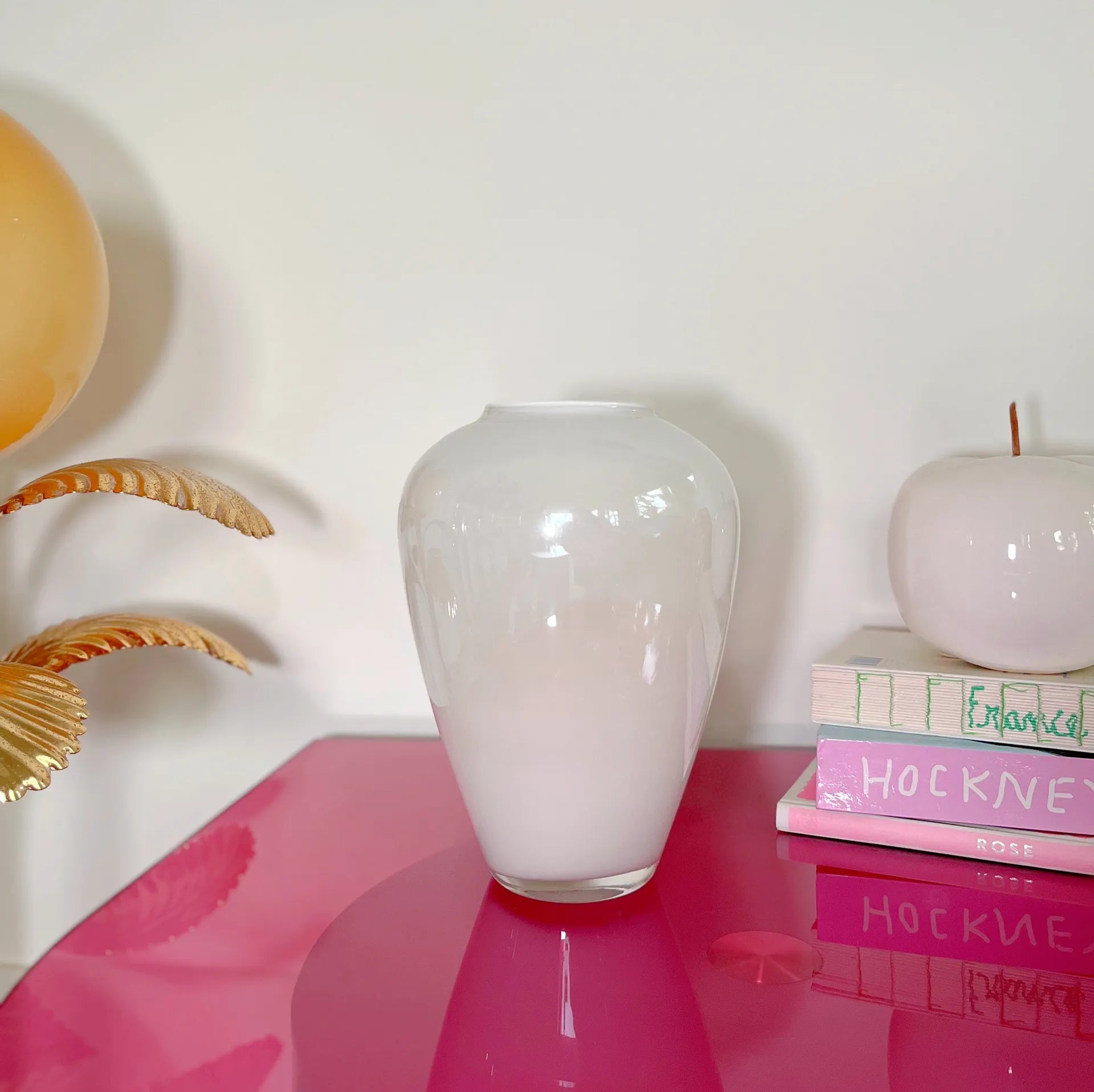 Vase blanc perlé vintage, années 80 - Club Barbara