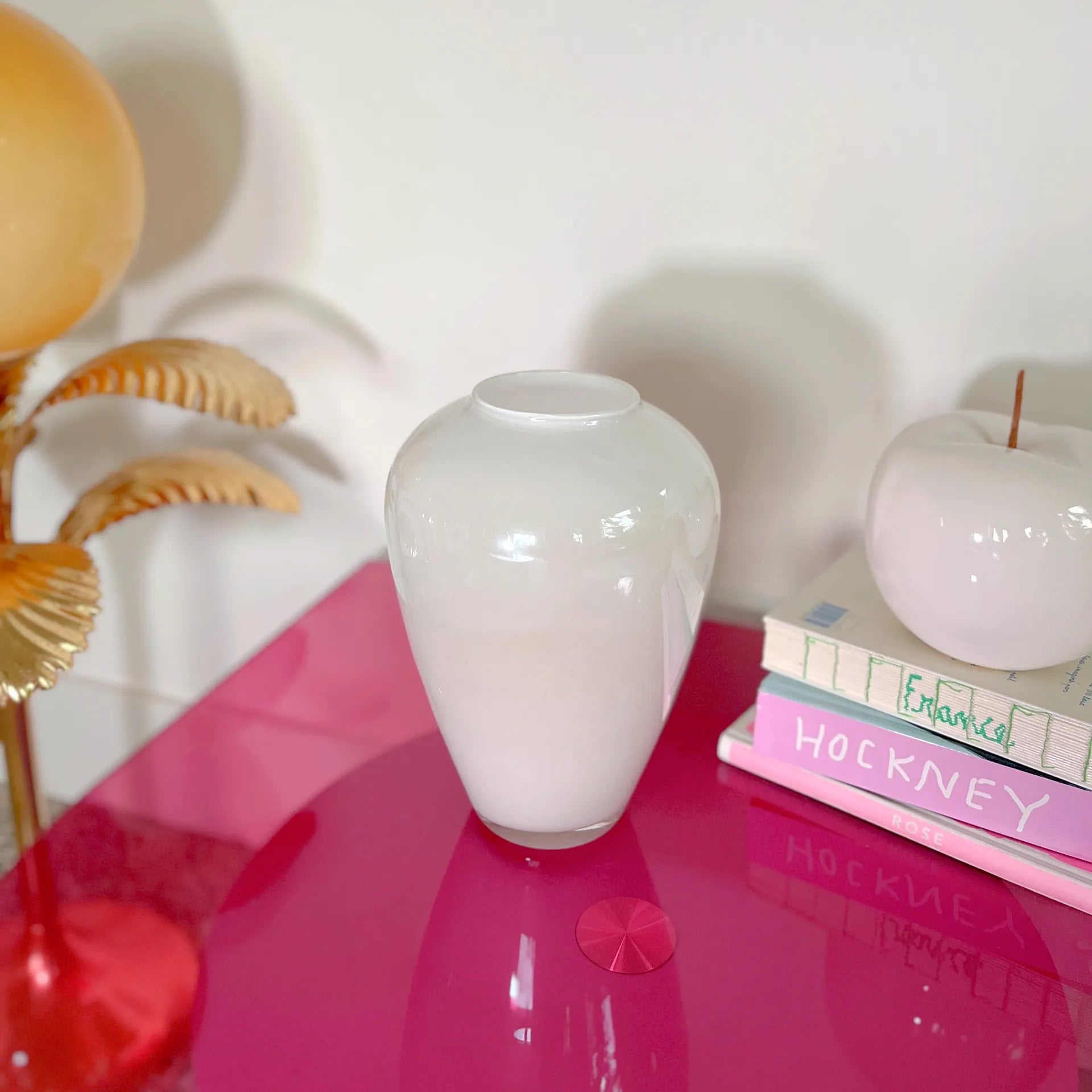 Vase blanc perlé vintage, années 80 - Club Barbara