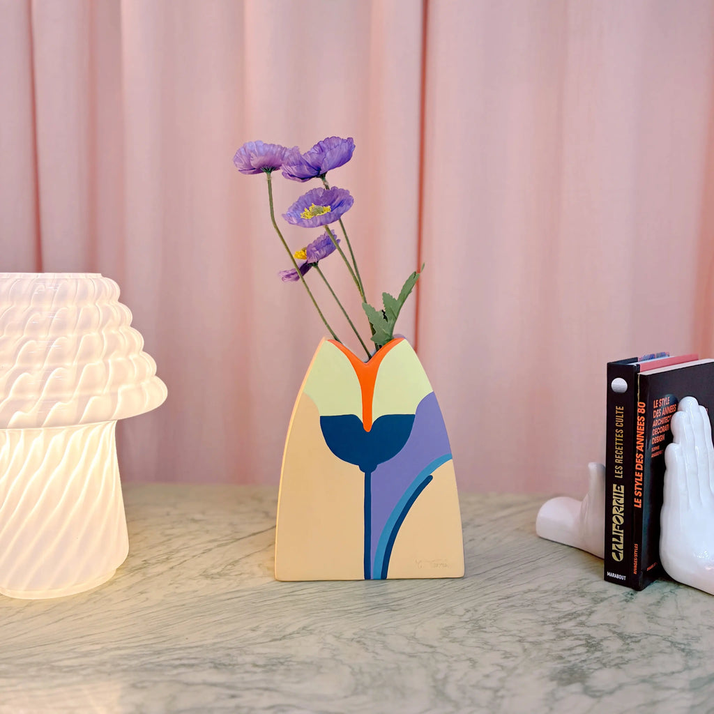 Vase en céramique vintage des années 80, couleur pastel
