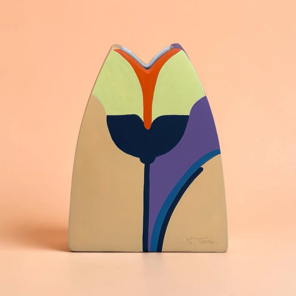Vase pop art de style Memphis, céramique peinte à la main
