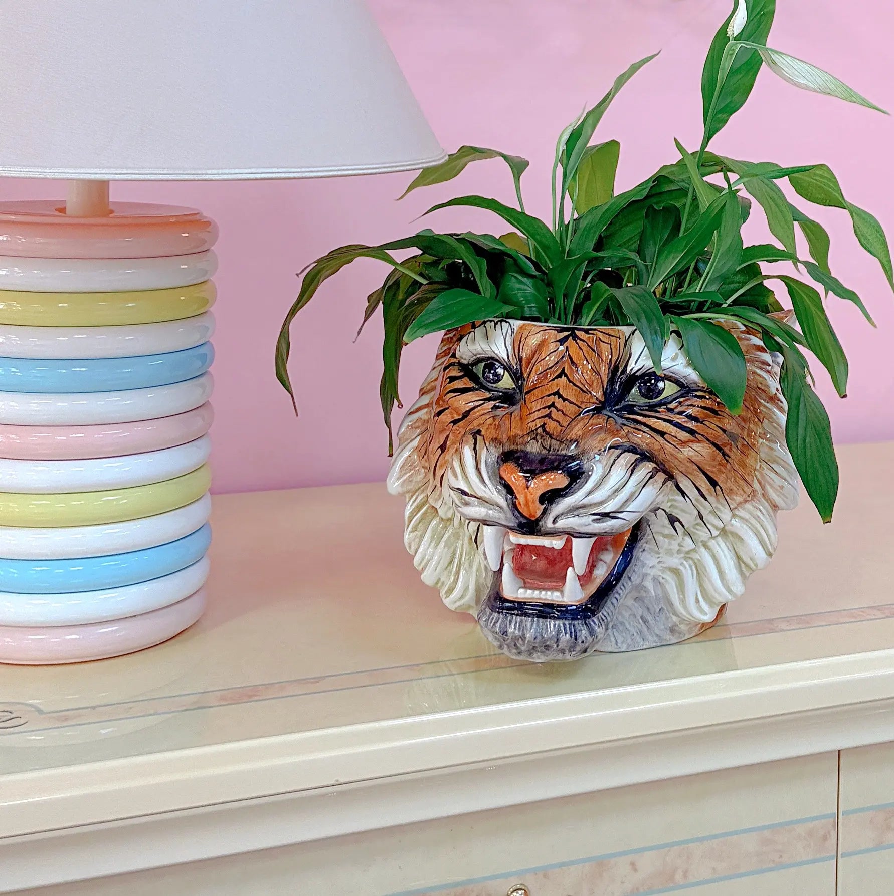 Vase céramique félin, décoration vintage 70-80
