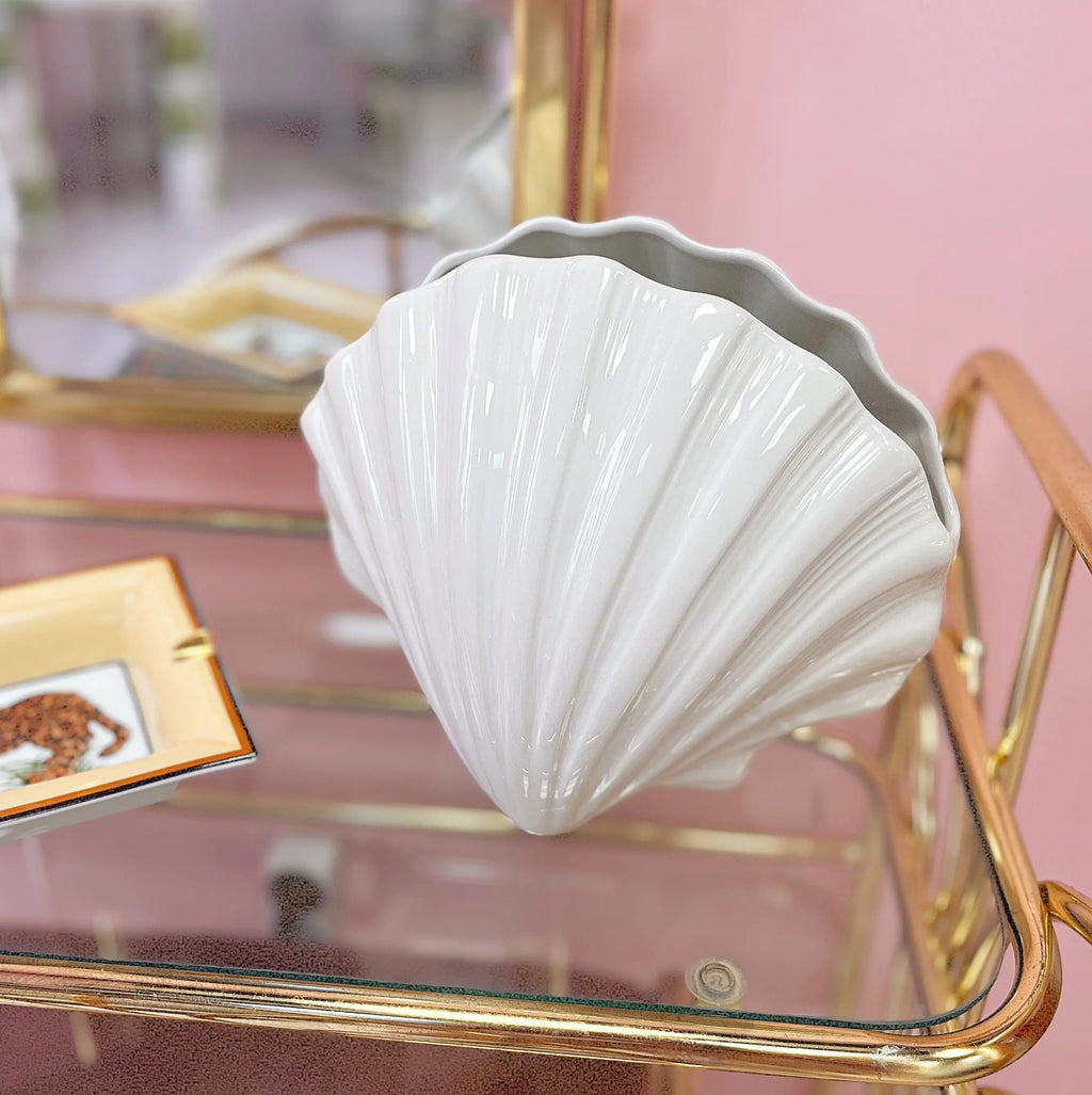 Vase coquillage en céramique émaillée Made in Italy vintage Club Barbara
