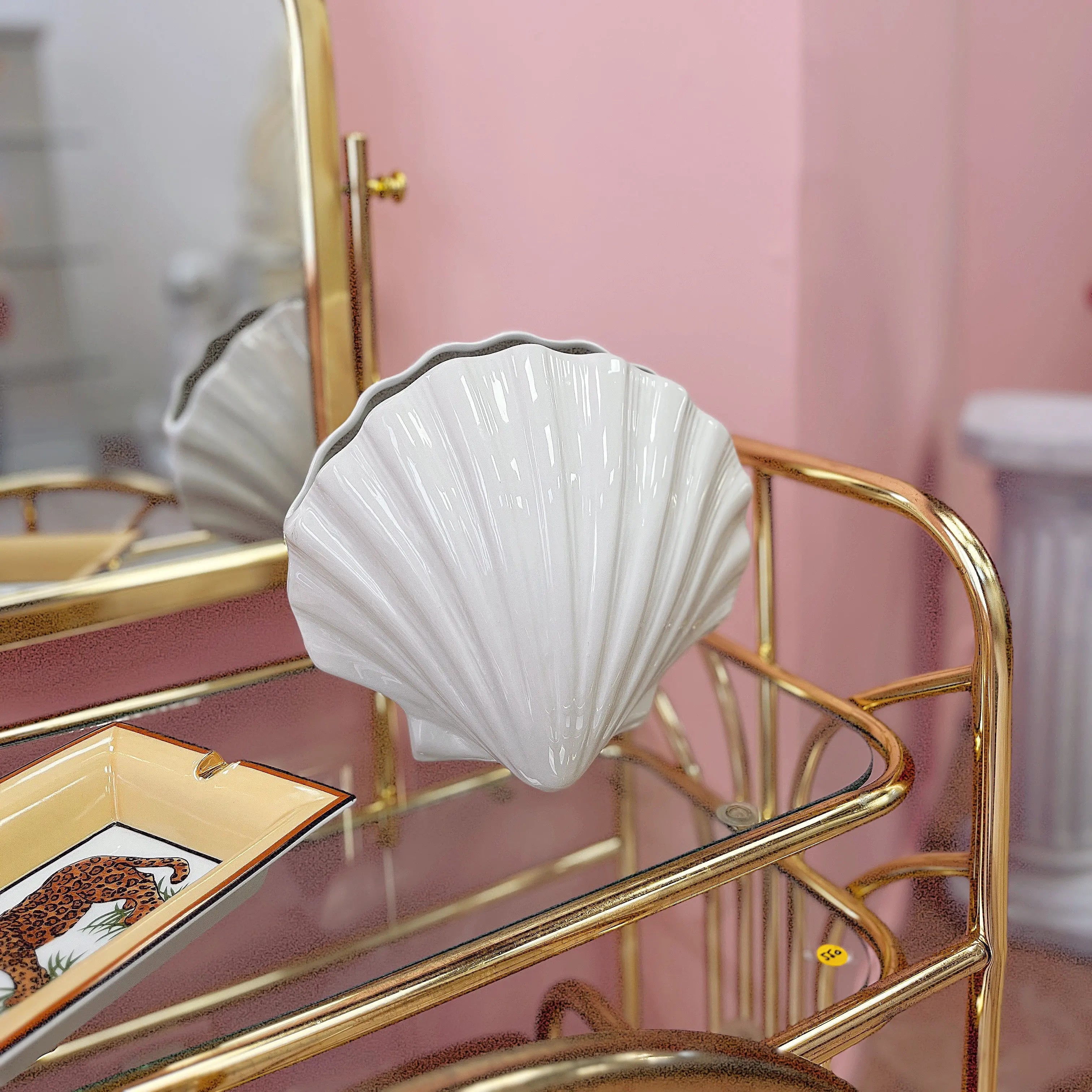 Vase coquillage design vintage italien en céramique blanche Club Barbara