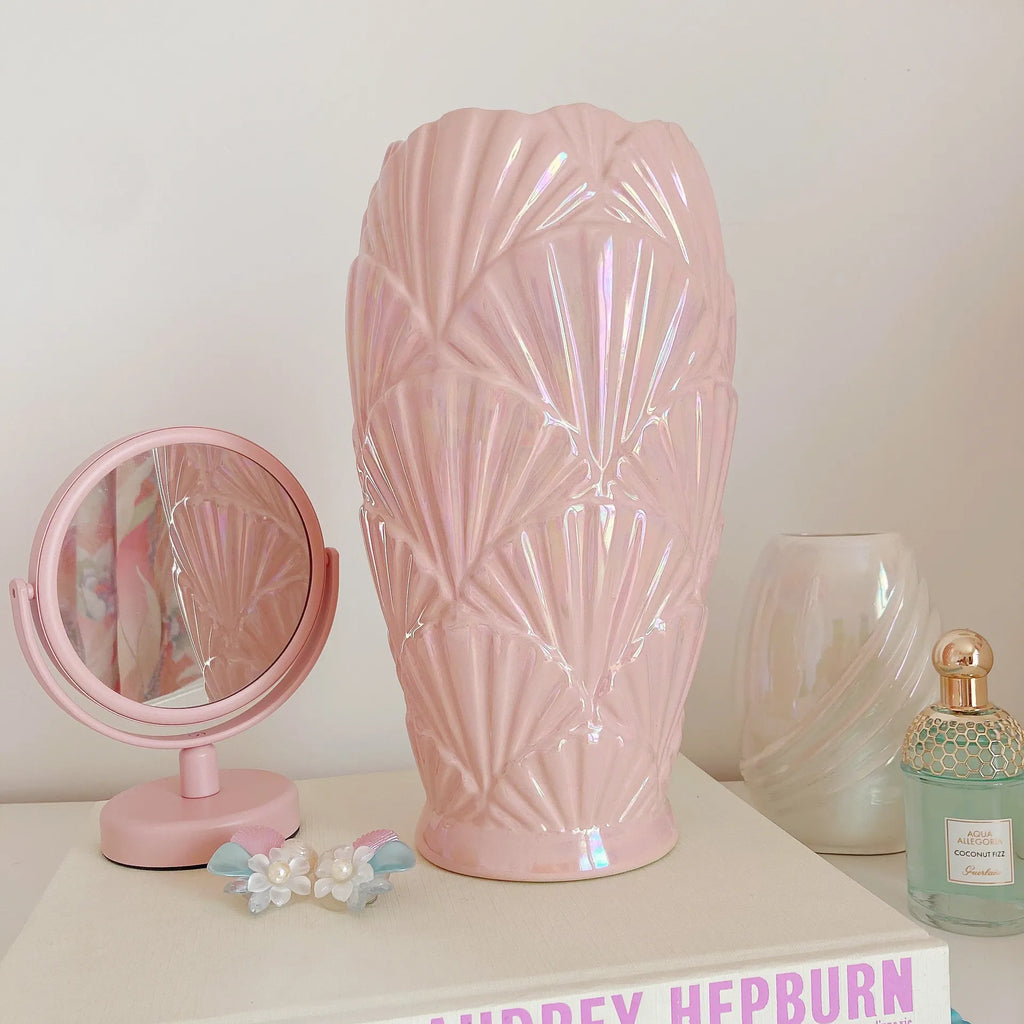Vase coquillage rose iridescent - Club Barbara