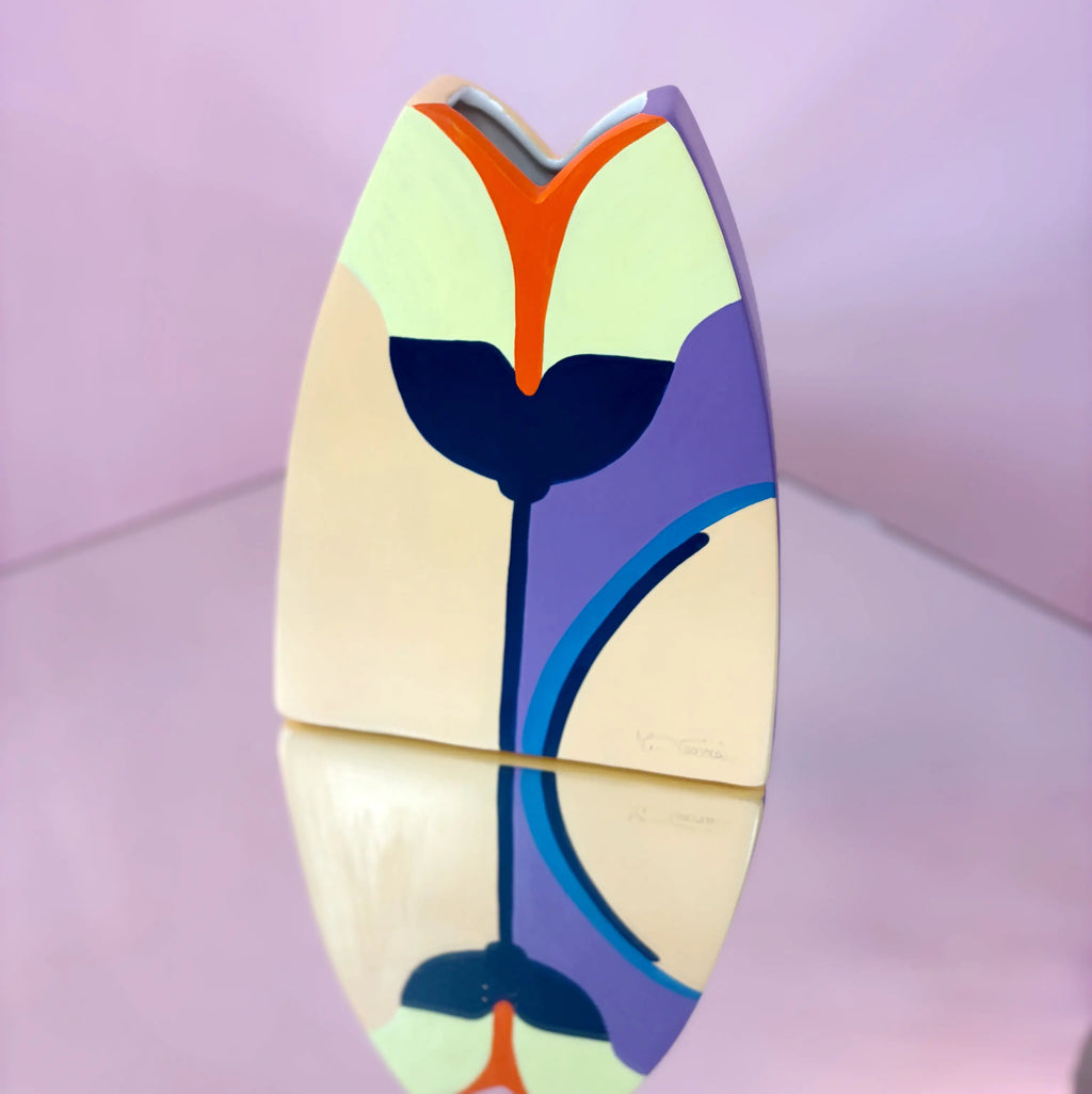 Vase pop art de style Memphis, céramique peinte à la main
