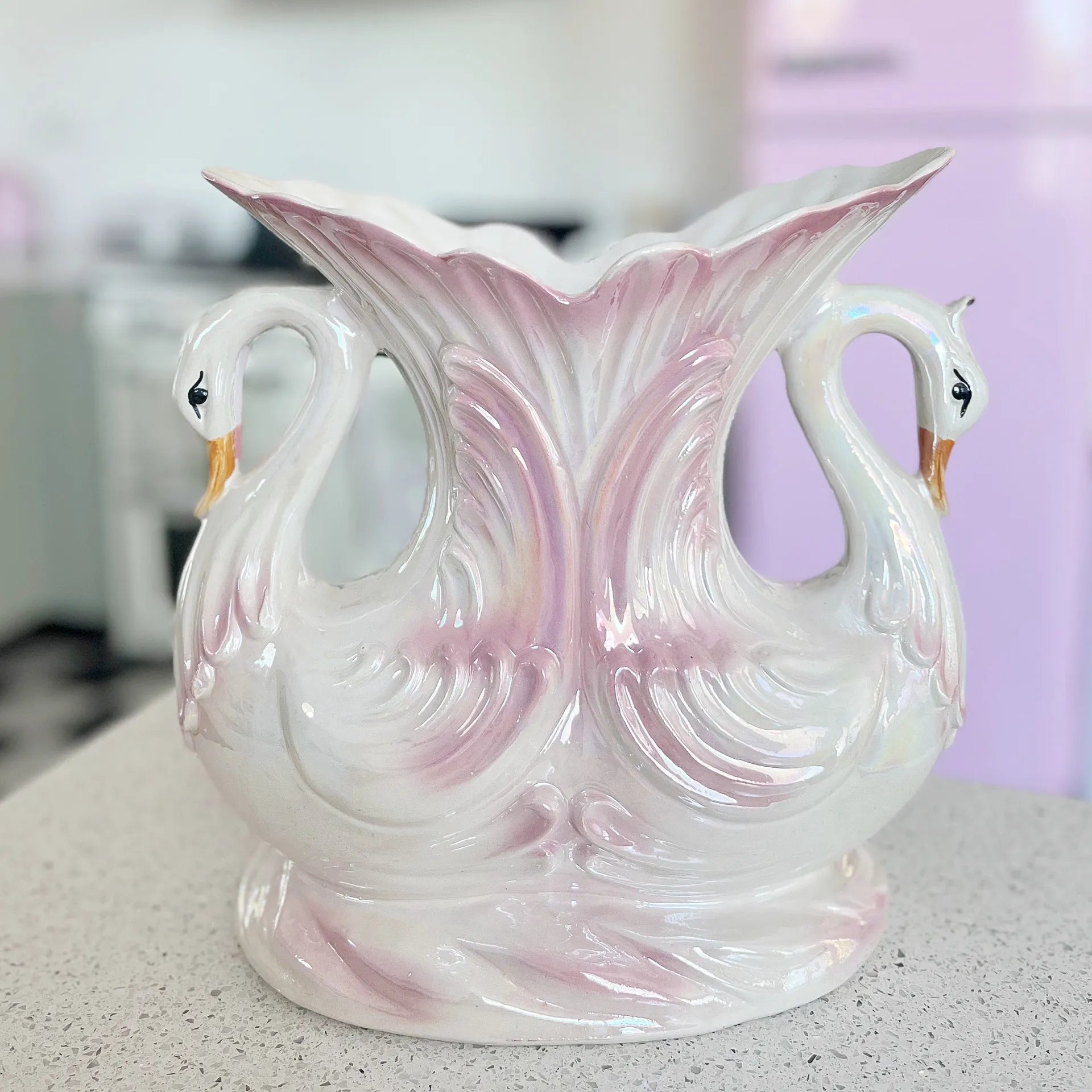 Vase double cygne iridescent - Club Barbara