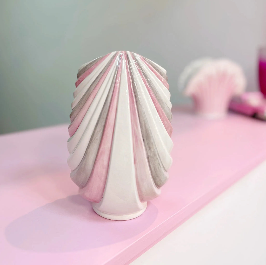 Vase drapé pastel rose et gris, made in Italy, années 80 - Club Barbara