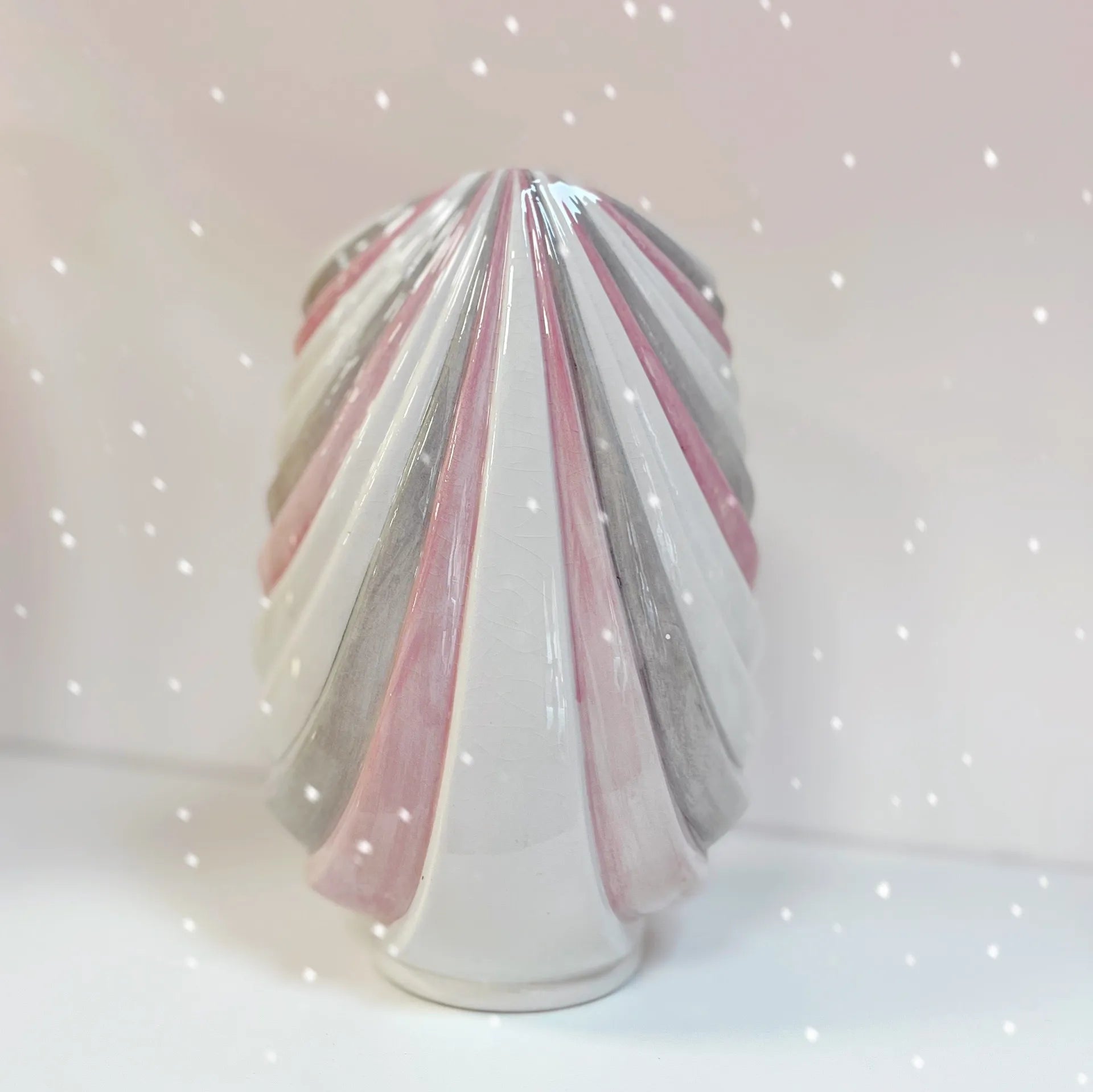 Vase drapé pastel rose et gris, made in Italy, années 80 - Club Barbara