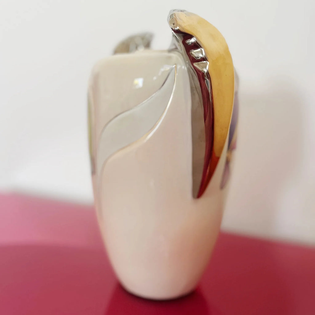 Vase en porcelaine Galos, pastel & chrome, Espagne, années 80 - Club Barbara